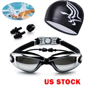 Men-Women-Swimming-Glasses-Goggles-UV-Protection-Non-Fogging-Swim-Cap-Nose-Clip