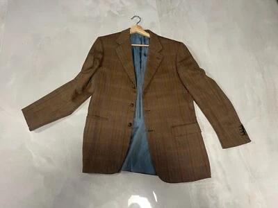 Brioni Plaid Wool Cashmere Sport Tweed Coat Blazer Size M Made in Italy