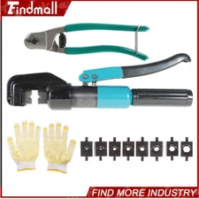 Findmall 6Mt Hydraulic Crimper Crimping Tool W/ 9 Dies Wire Battery Crimper