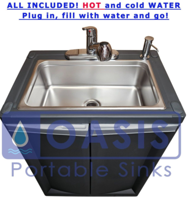 #ad #ad Portable Mobile Sink HOT Water Large Bowl PREMIUM Chrome Fixtures Hose Sprayer $809.00