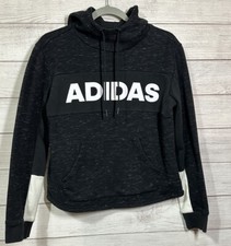 Adidas Black Pullover Hoodie Sweatshirt Spell Out Women's Medium Long Sleeve