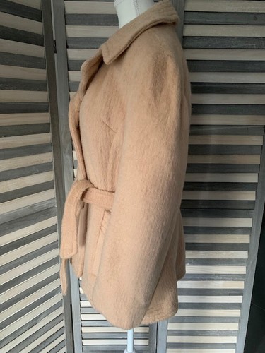 IT Ladies Cream Alpaca Mohair Wool Coat with belt Size 16 - Picture 6 of 9