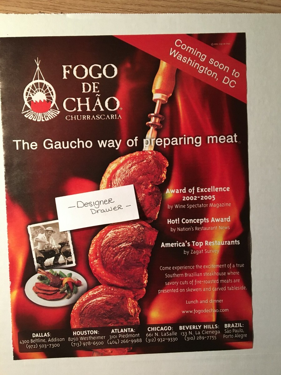 Fogo De Chao Washington DC Restaurant Opening Promotional 2005 Print Ad |  eBay