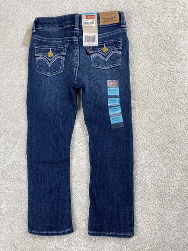 Levi’s Jeans Girls 4 Reg Adjustable Waist Blue Denim Flap Pockets NEW - Picture 3 of 10