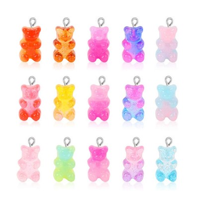 100 Stck. Gummibärchen Charms Anhänger Niedlich Harz Bär Süßigkeiten Charms in Hellen Farben