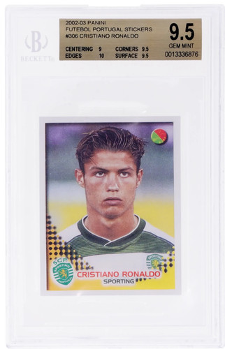 2002 Panini Futebol Cristiano Ronaldo ROOKIE STICKER #306 BGS 9.5 GEM