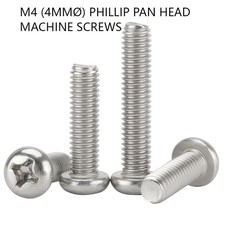 Tornillos de máquina de cabeza de cacerola Pozi Pernos de accionamiento Pozi A2 acero inoxidable M4 (4 mmØ)