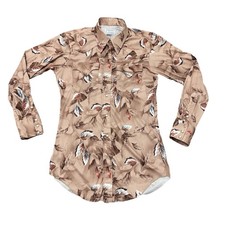 VTG H Bar C Ranchwear Shirt Mens 15.5 x 33 Pearl Snap 70s Leaf Fall Long Tail