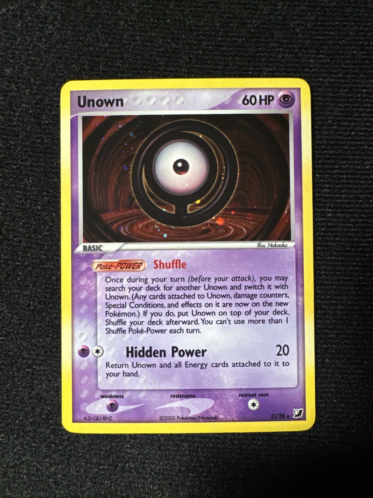 Unown (O) O/28 Pokémon TCG Ex Unseen Forces Holo Near Mint