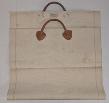 Vintage LL Bean Tan Canvas Firewood Wood Log Carrier Carry Tote Crinckle Tag