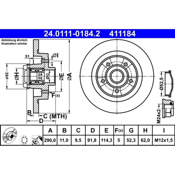 Bremsscheibe ATE 24.0111-0184.2 (2 Stk.) FüR Renault Grand ScéNic III-image