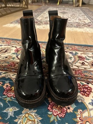 See By Chloe Mallory Glossed Leather Chelsea Lug Sole Ankle Boots