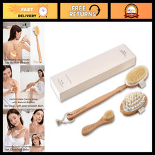 Natural Bristle Dry Brushing Set - Exfoliating Body Face Brushes for Smooth Sk