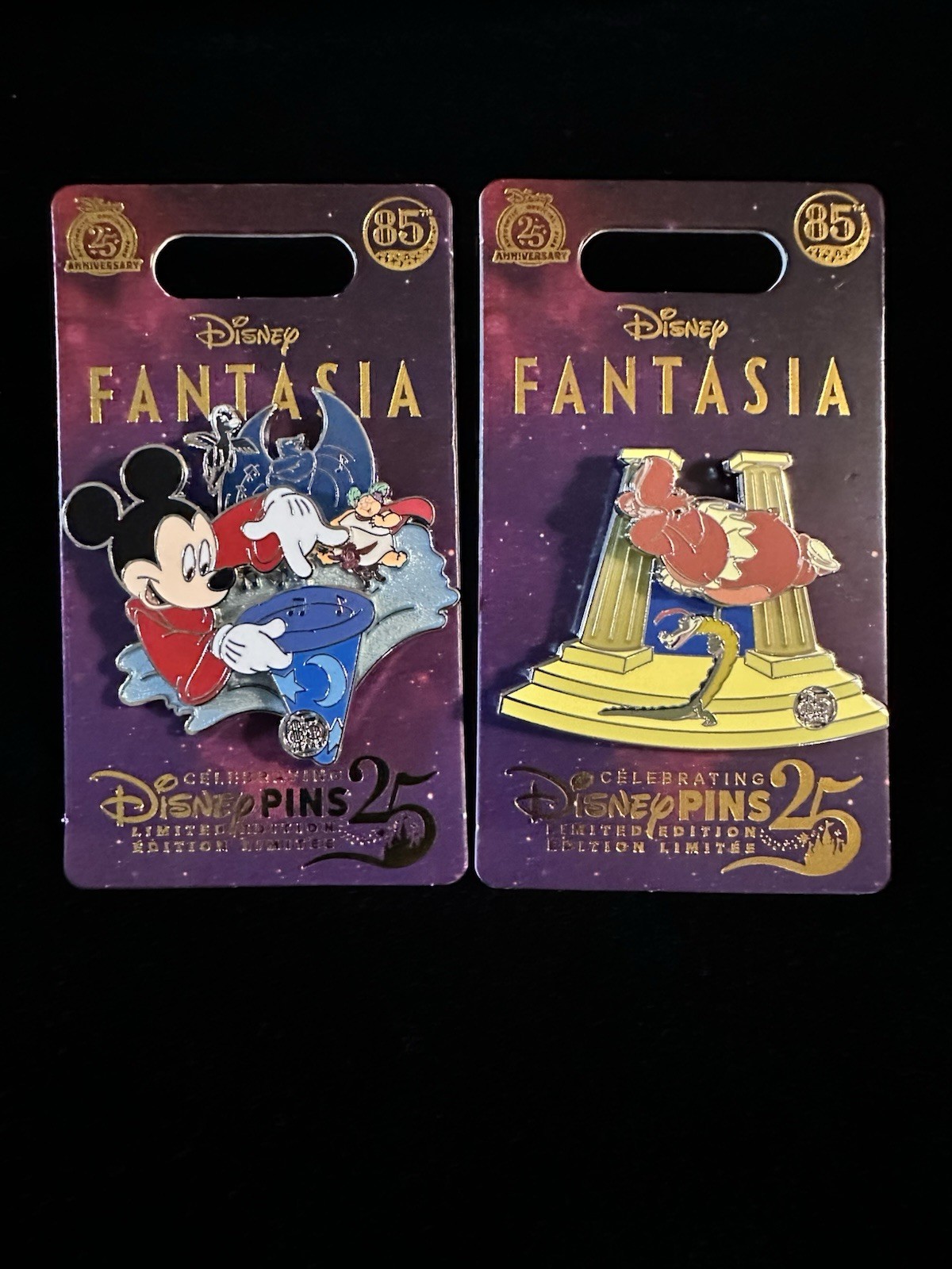 2025 Disney Parks Fantasia 85th Anniversary Sorcerer Mickey & Hippo Pin Set LE