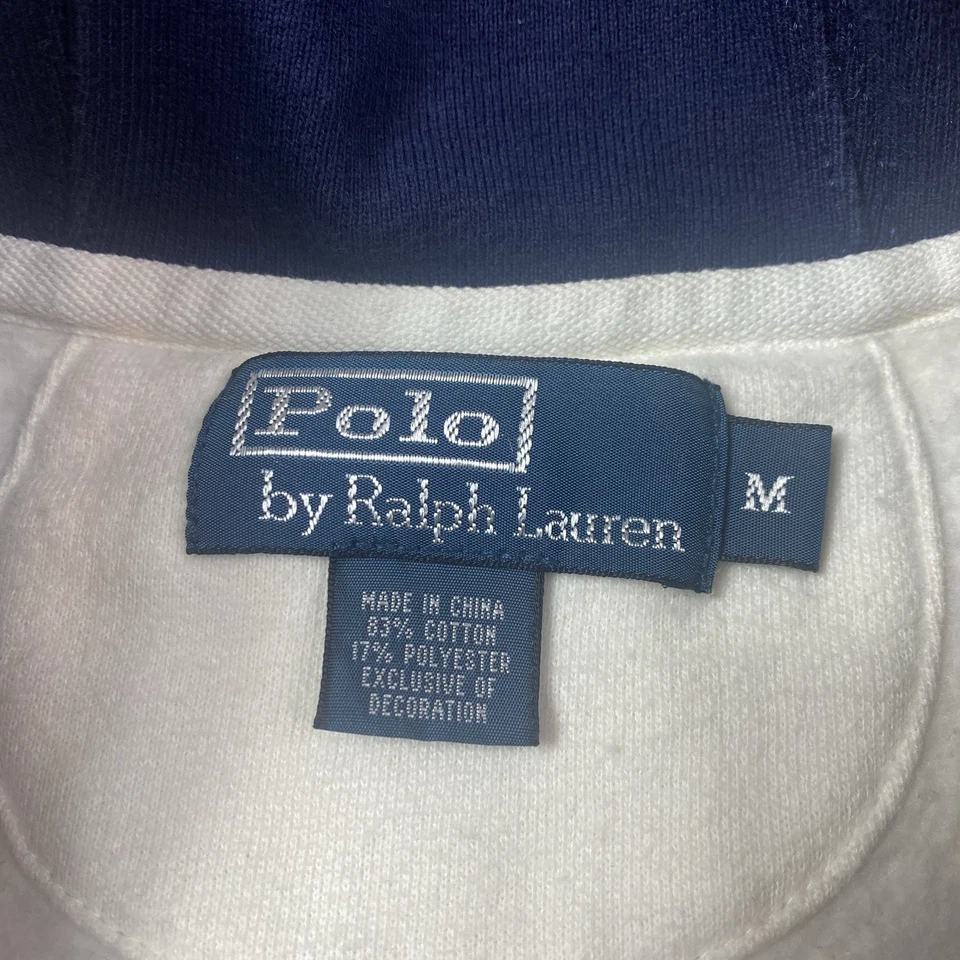 Polo Ralph Lauren кардиган свитер белый мужской M шаль герб опрятный винтажный 90-х - Изображение 4 из 4