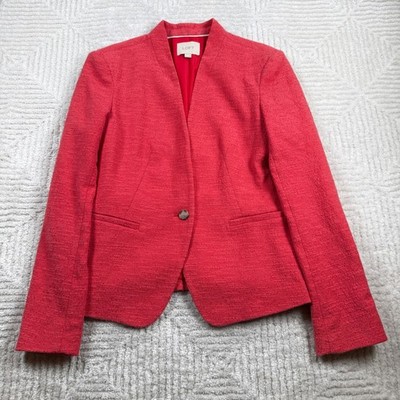 LOFT Blazer Womens 8 Coral Red Office Work Boss Business Preppy Dopamine Bright