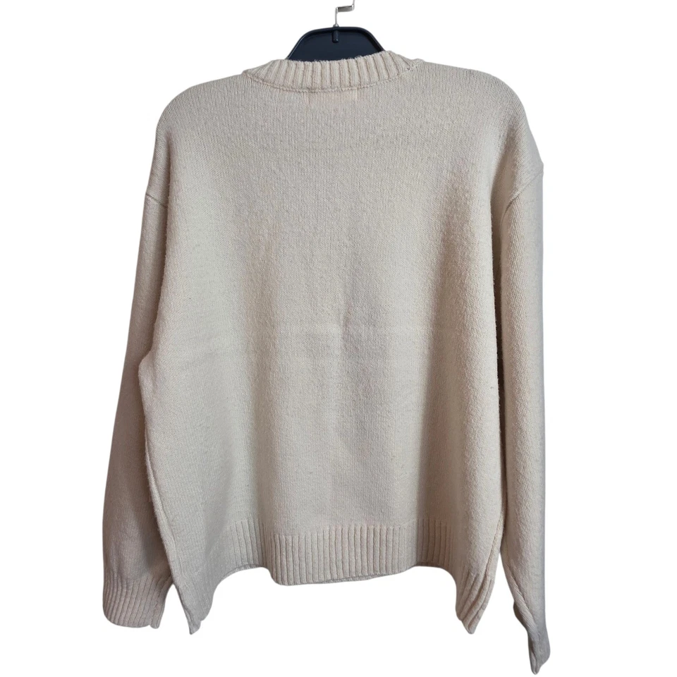 Hazel & Moon Cream Knit Dog Sweater Medium Intarsia Puppy Graphic Crewneck - Image 4 of 4