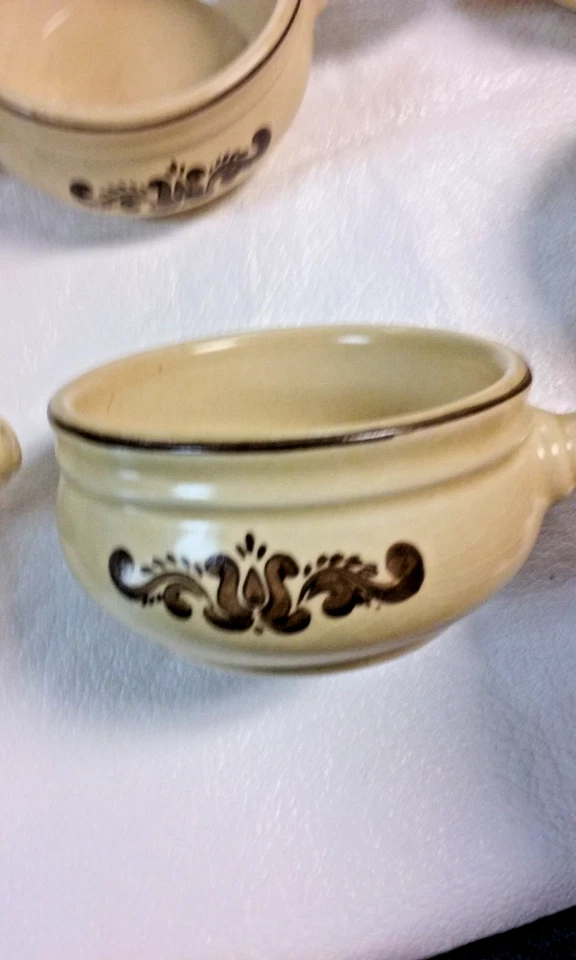 6 gres vintage Pfaltzgraff Village #295 10 oz. Cuencos de sopa de cebolla con mango Foto 2 de 4