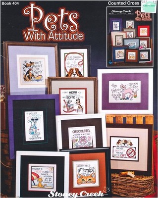 Stoney Creek PETS WITH ATTITUDE 15 Cross Stitch Charts/Booklet Only cats dogs