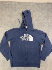 The North Face Hoodie Sweatshirt Mens M Blue Full Zip Fleece Front Logo Graphic