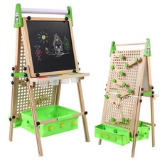 Adjustable Magnetic Whiteboard Kids Art Easel with Double-Sided Board