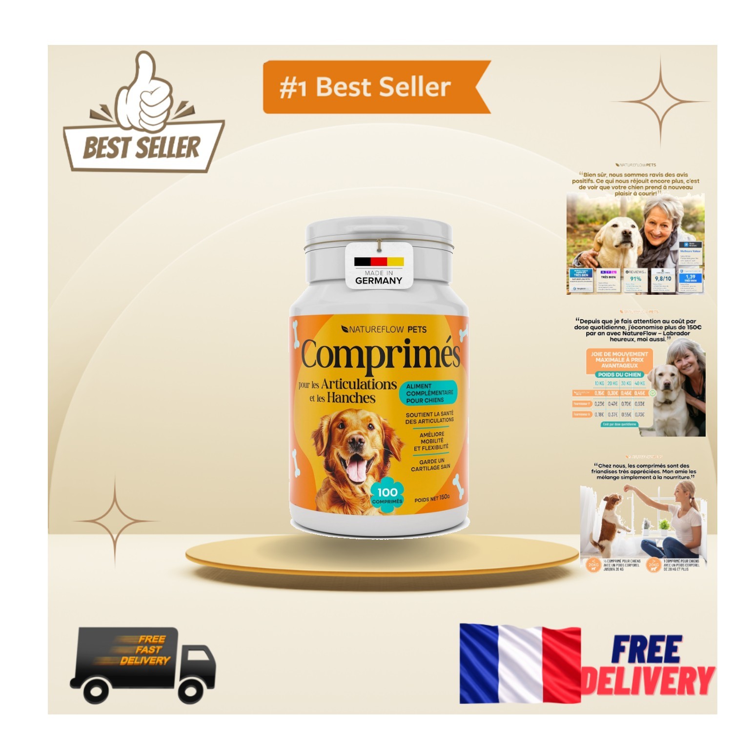 Anti-Douleurs Articulaires pour Chien Actif Formule Randonnée et Immunité 6 Mois