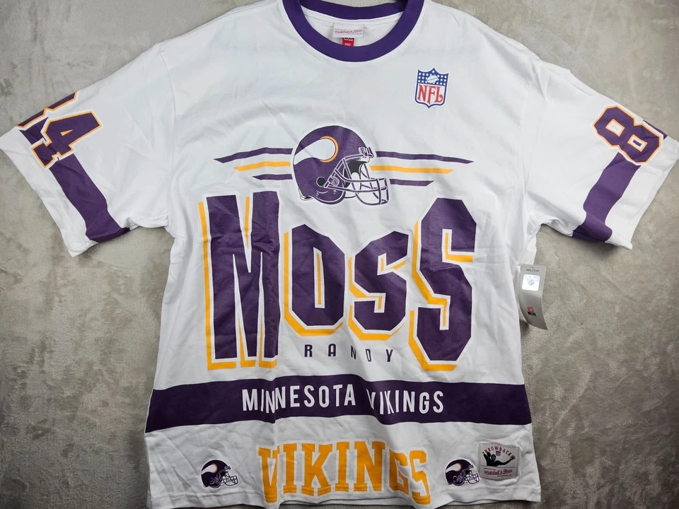 Minnesota Vikings Randy Moss Mitchell & Ness Team Origins Premium T Talla XL Foto 3 de 4