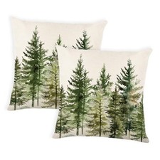 Christmas Tree Winter Pillow Covers 16" x 16" Pack of 2 Green Christmas Trees