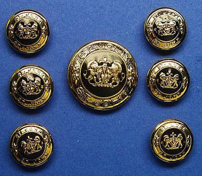 #ad #ad ST JOHN Replacement Buttons 7 Gold Tone Metal Black Enamel logo Good Used Cond. $38.66