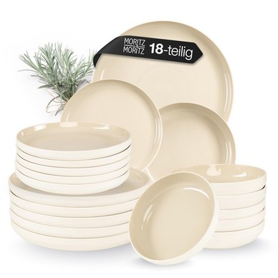 Moritz & Moritz Geschirrset 6 Personen 18-tlg. - Steinzeug - Farbe Sand - CAVO