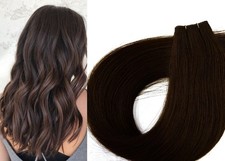 18  , 22  Genius Wefts, 50g,100 Human Remy Hair Extensions 2 Darkest Brown