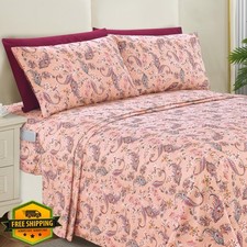 Elegant Comfort Paisley Coral Cal King 6pc Sheet Set