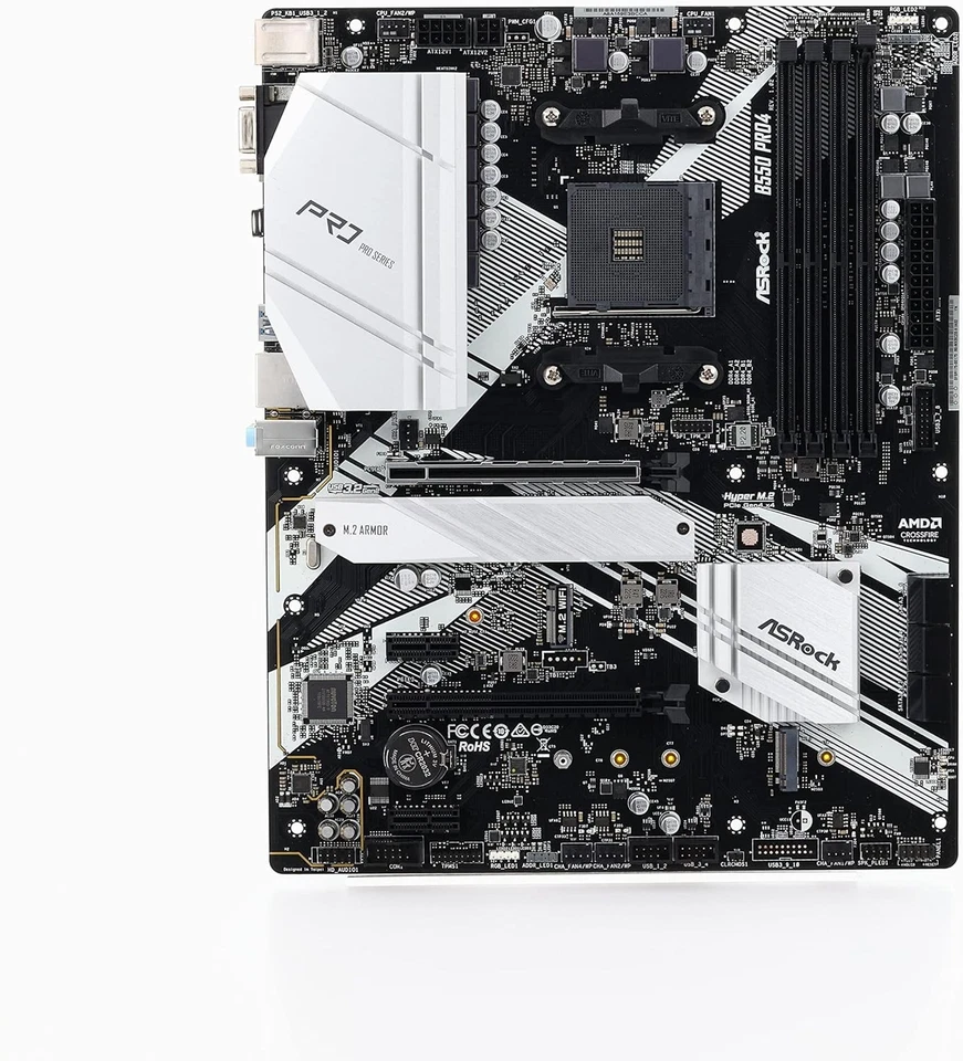 Asrock B550 PRO4 Motherboard, Supports 3rd Gen AMD4 Ryzen, PCIe 4.6 - Imagen 4 de 4