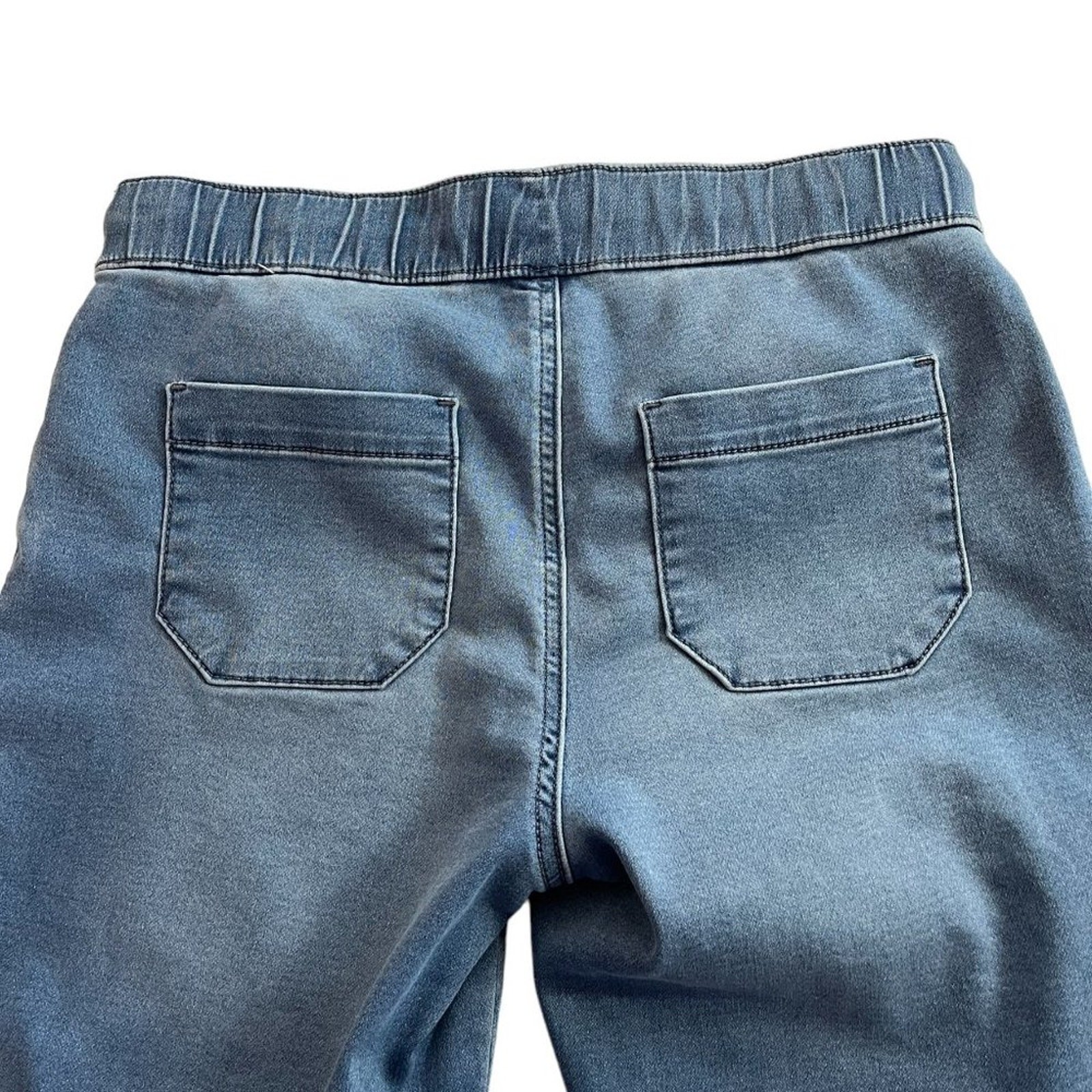 Rewash Pants Small Elastic Waist Flat Front Pockets Blue Faded Pull On Soft Eco