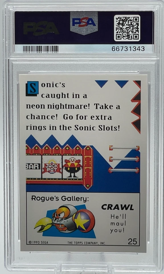 1993 Topps Sonic The Hedgehog #25 CRAWL PSA 9 MINT Non-Sport Trading Card - Image 2 of 2
