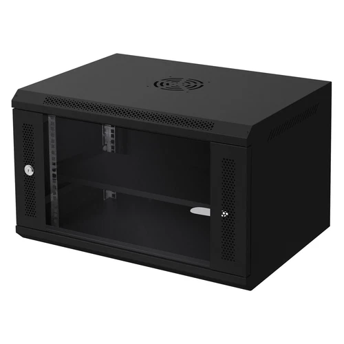 Armoire serveur 19" boîtier réseau murale noir en acier rack 6U 600x450x370 mm