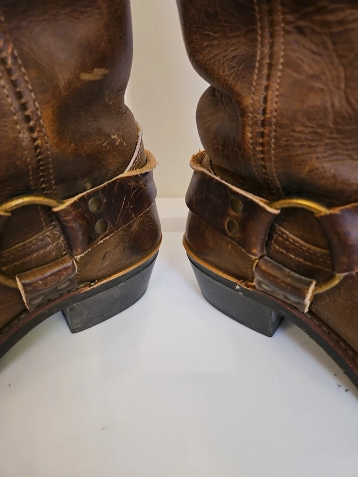 Botas Arnés Frye 12R 6.5 M Cuero Marrón Hechas en EE. UU. Envejecidas  Foto 4 de 4