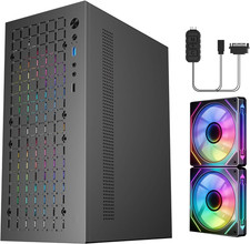 Mini ITX PC Case With 2x120mm ARGB Fans Compact Gaming Desktop Computer Chassis