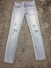 American Eagle Jegging Skinny Jeans Womens Size 0 Blue Light Wash Distressed