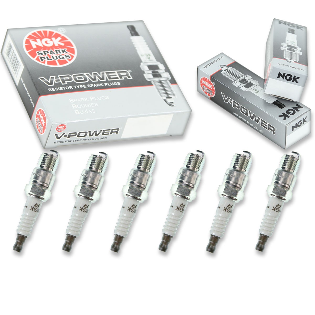 6 pcs NGK V-Power Spark Plugs for 1975 Oldsmobile Omega 4.1L L6 - Engine Kit nc
