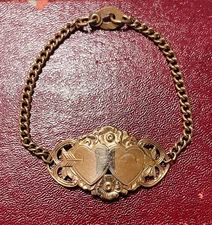 VTG 1930’s-1940’s Rose Gold Tone Metal  Sweetheart Bracelet With Heart Motifs