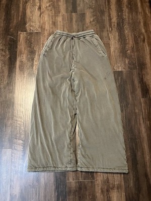 Lu u Dan Wadded Bontans Wide Leg Baggy Double Faced Sweatpants XS Green