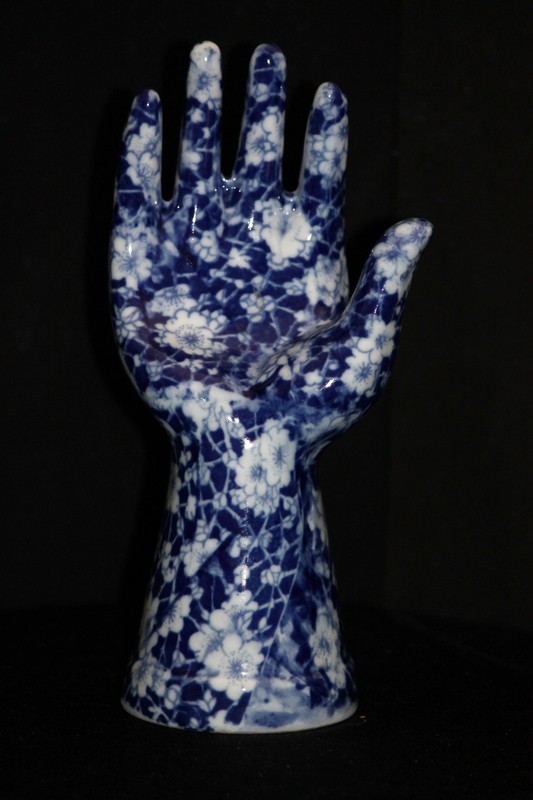 Blue and White Porcelain Hand Ring Jewelry Holder Small Children's Size Fingers
