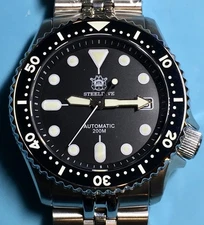 STEELDIVE 41MM BLACK DIVER SKX CASE SEIKO TMI NH35A AUTO SAPPHIRE SUPER C3 BGW9