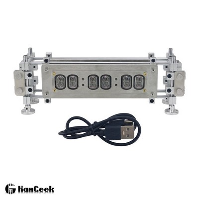 IN12 Glow Tube Clock 6-Bit DC5V 1A Type-C Stainless Steel Nixie Tube Clock