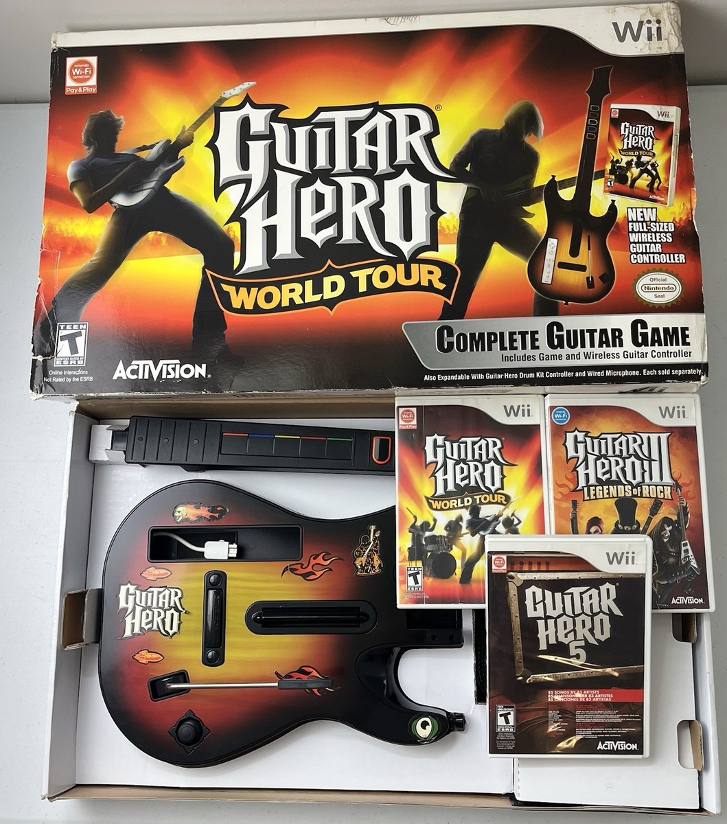 Nintendo Wii Guitar Hero World Tour Bundle w/ Box Games Legend