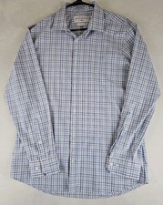 Mizzen Main Leeward XL Trim Fit Performance Dress Shirt Blue White Plaid