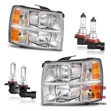 Headlights OE Replacement Clear Lens I Chrome Housing I Amber Reflector