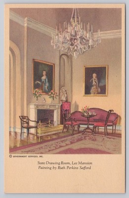 Lee Mansion State Drawing Room Postcard - Ruth Perkins Safford Art Print