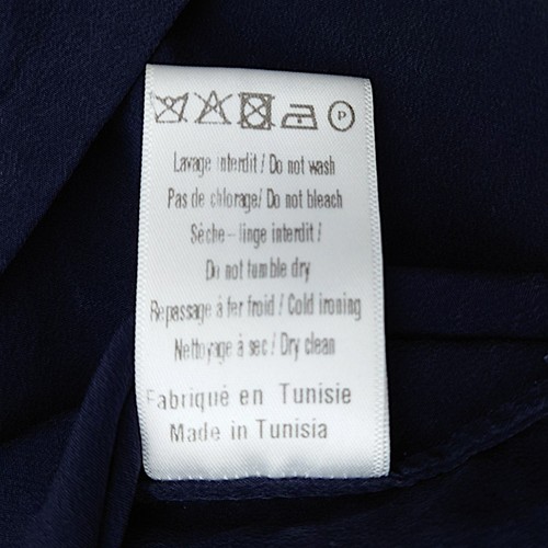 Claudie Pierlot 100% Silk Blouse Womens 4 Euro 36 Navy Long Sleeved Button Up - Picture 8 of 12